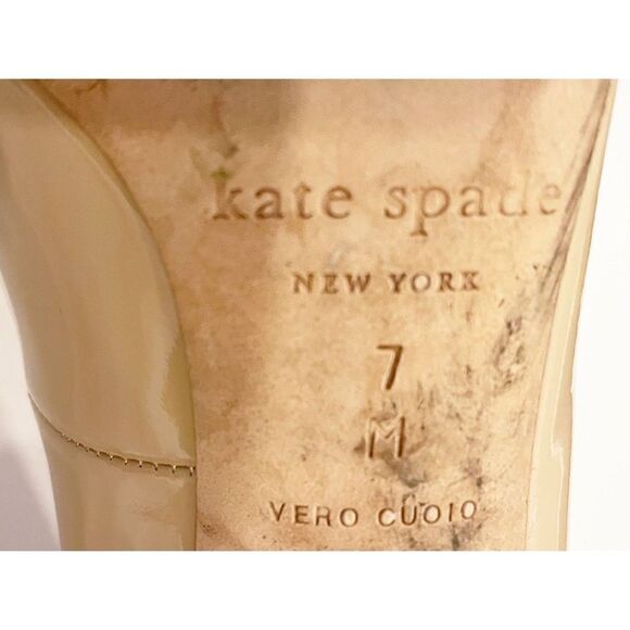 Kate Spade Beige Block Heel Pumps with Silver Bow - Picture 8 of 10